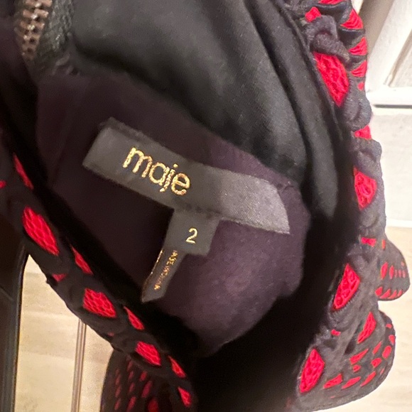 Maje Red & Black A-Line Skirt – Size 2 / S – Fit & Flare Party Skirt - Picture 3 of 6